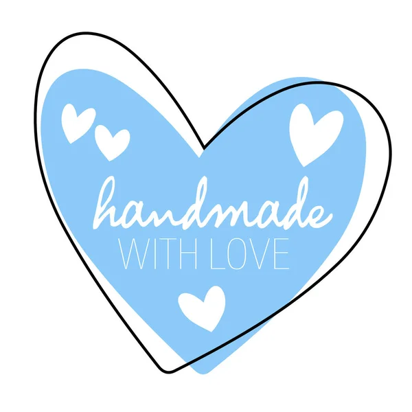 Coração em forma de HANDMADE com adesivo de amor — Vetor de Stock