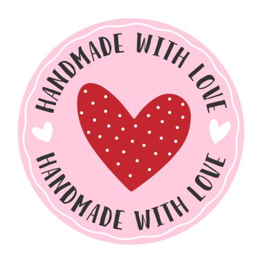 kırmızı ve pembe yuvarlak el yapımı aşk çıkartması