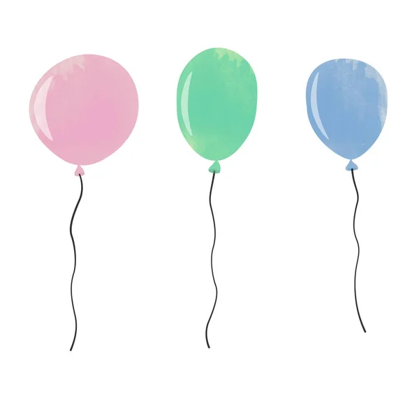Zestaw balonów akwarelowych izolowanych na białym — Wektor stockowy
