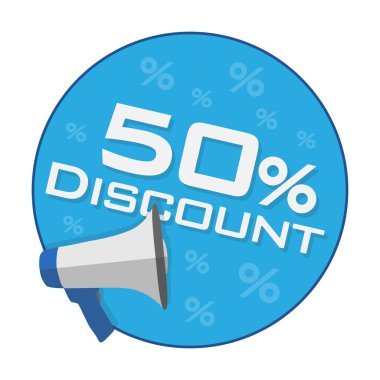 % 50 indirimli çıkartma veya megafonla imzalama