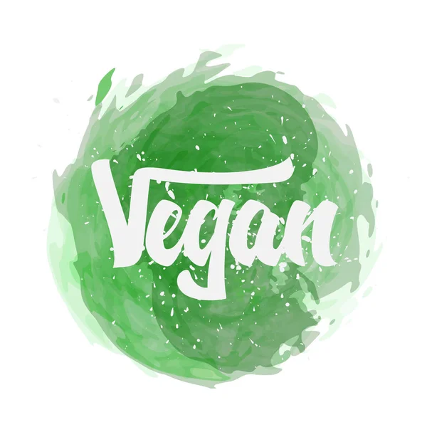 Verde acuarela salpicadura etiqueta VEGAN o logotipo aislado en blanco — Vector de stock