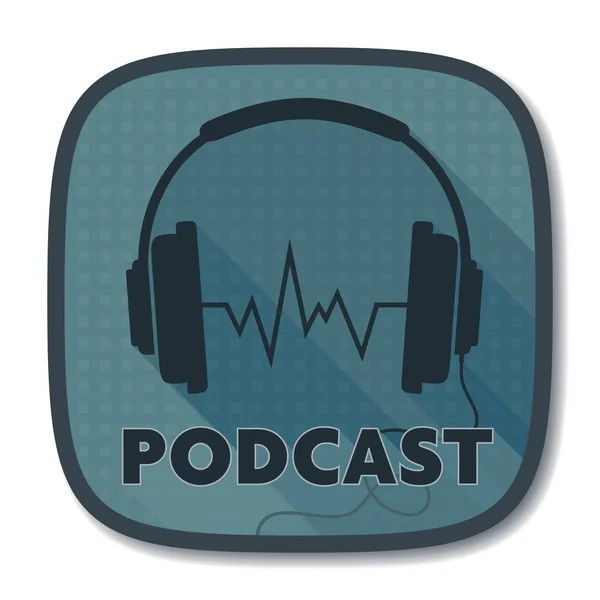 Ícone de podcast ou logotipo com símbolo de fone de ouvido estéreo — Vetor de Stock