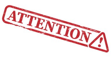 kırmızı grungy çizilmiş ATTENTION damgası ya da işareti