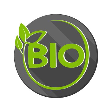 yuvarlak BIO etiketi veya yeşil yapraklı logo