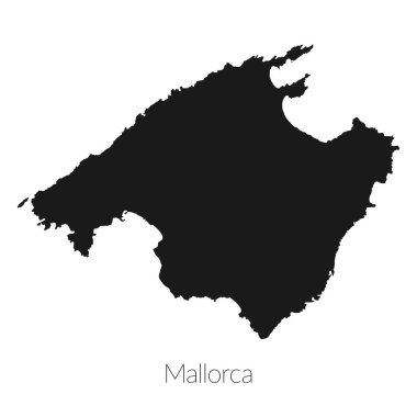 Mallorca adasının şekli, Balear Adaları, vektör illüstrasyonu
