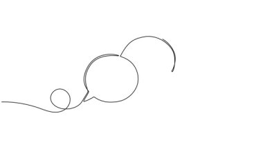 İki konuşma baloncuğu, konuşma sembolü, çizgi sanatı animasyonunun sürekli tek çizgi çizimi