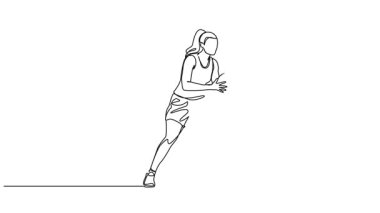 Top tutan bayan basketbolcunun çizgi çizimleri, çizgi sanatı animasyonu