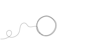 Dairesel çerçevenin sürekli çizgi çizimi, soyut şekil çizgisi sanat animasyonu