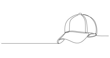 Beyzbol şapkasının logosuz sürekli çizimi, çizgi sanat vektörü çizimi