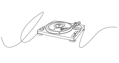 Plak oynatıcısının aralıksız çizimi, çizgi sanat vektörü çizimi