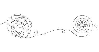 Düzensiz bozukluğun sürekli çizimi netliğe, çizgi sanat vektörü illüstrasyonuna