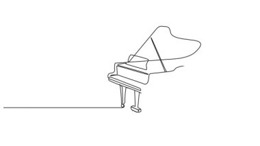 Büyük piyanonun sürekli çizimi, çizgi sanat animasyonu