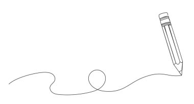 Kalem çiziminin aralıksız çizimi bir çizgi, çizgi sanat vektörü illüstrasyonu