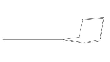 dizüstü bilgisayarın sürekli çizgi çizimi, çizgi sanat animasyonu