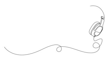 her zaman kulaklı kulaklıkların sürekli çizimi, çizgi sanatı animasyonu