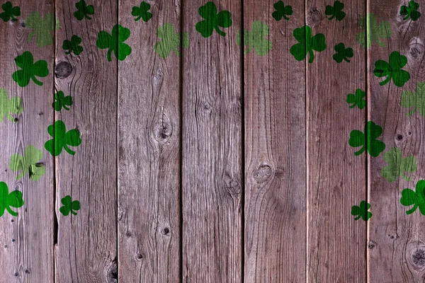 Patricks Day Shamrock Arch Frame Rustic Wood Background Copy Space — Stock Photo, Image