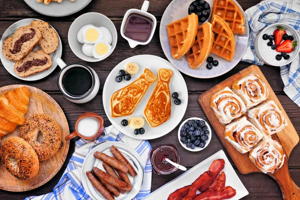 Faderns Dag Brunch Bord Scen Ovanför Vyn Mörk Trä Bakgrund — Stockfoto