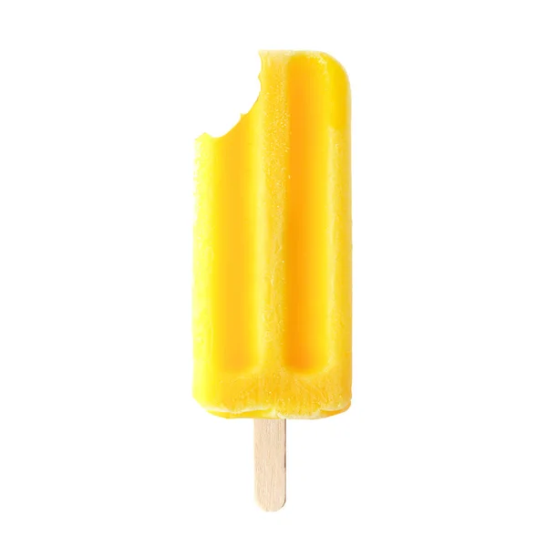 Paleta Verano Solo Color Amarillo Con Mordedura Eliminada Aislada Sobre — Foto de Stock