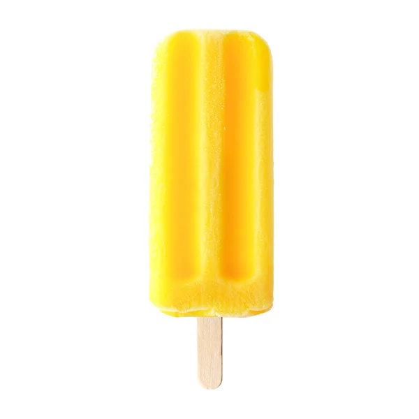 Gelber Sommer Eis Pop Isoliert Auf Weißem Hintergrund — Stockfoto