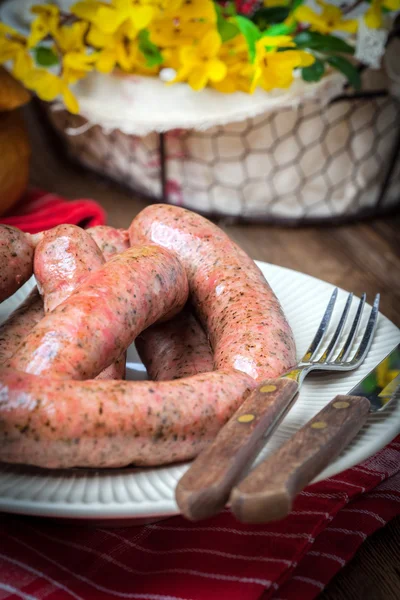 Raw white sausage. — Stock Photo, Image