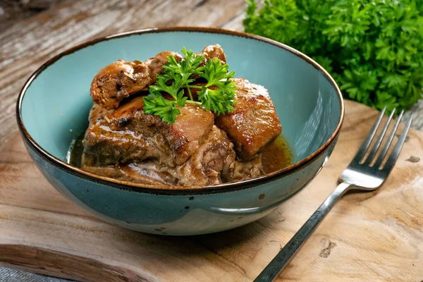 Gegrilde Varkensribbetjes Geserveerd Kom — Stockfoto