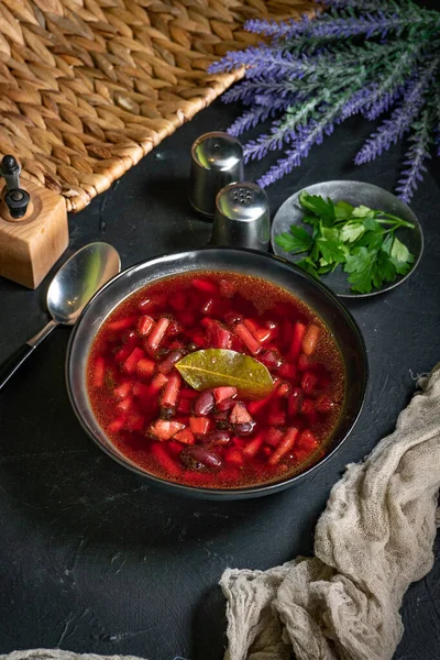 Sopa Remolacha Plato Tradicional Cocina Ucraniana — Foto de Stock