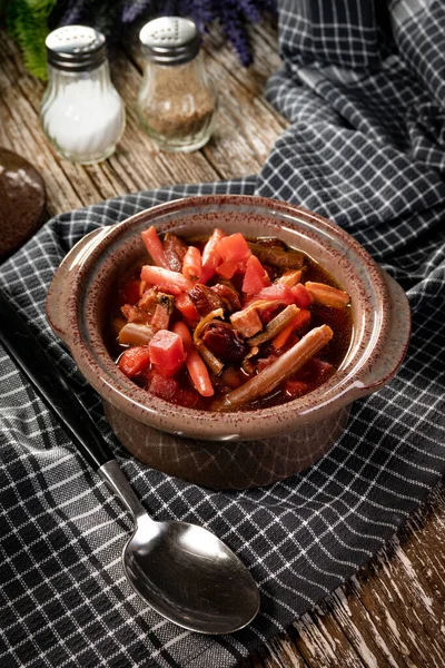 Rödbetssoppa Traditionell Maträtt Från Ukrainska Köket — Stockfoto