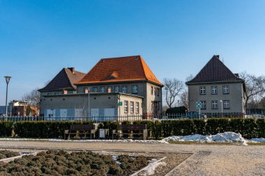 GLIWICE, POLAND - 21 Şubat 2021: Tarihi radyo istasyonu binası.