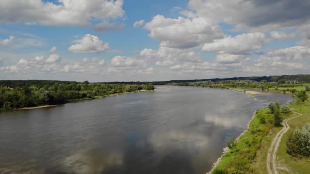 Journée Ensoleillée Sur Vistule Rivière Vue Haut — Video