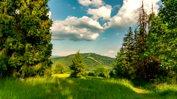 Timelapse View Beskid Mountains Sunny Day — Stock Video