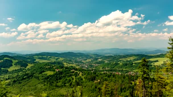 Timelapse View Beskid Mountains Sunny Day — Stock Video