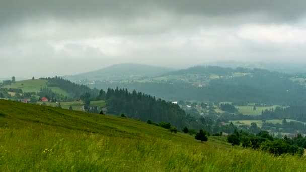 Clouded Hills Beskid Mountains — Stock Video