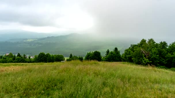 Clouded Hills Beskid Mountains — Stock Video