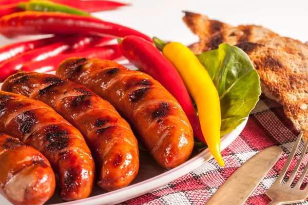 Grilled sausage. — Stock Photo, Image