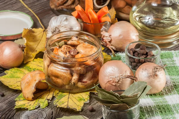 Marinierte Champignons. — Stockfoto