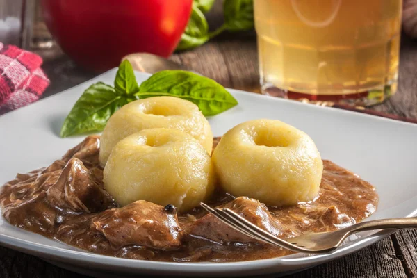 Dumplings with pork sauce.Selective focus. — Stock Photo, Image