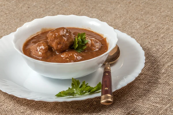 Meatballs in the sauce. — Stock Photo, Image