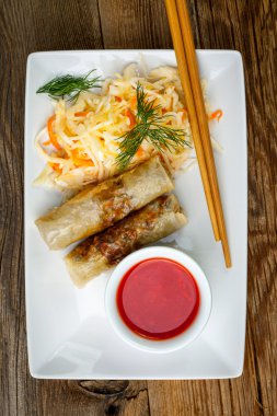 Fried Chinese Spring rolls. clipart