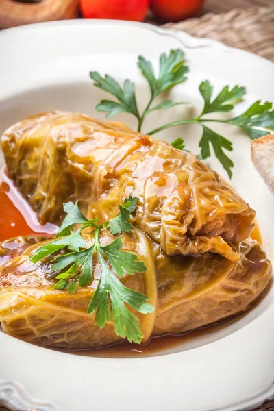 Dish of cabbage stuffed with meat. — Stock Photo, Image