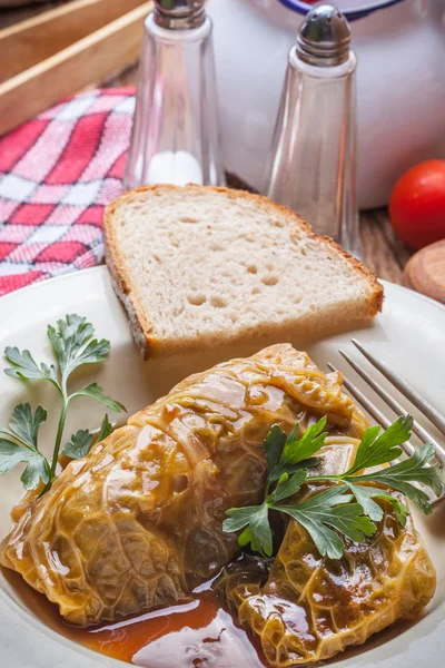 Piatto di cavolo ripieno di carne . — Foto Stock