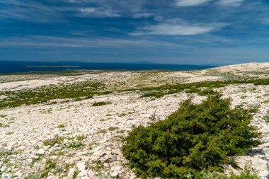 Aziz Vitus Dağı 'nın (Sveti Vid) tepesine yürüyüş yolu Pag adasının en yüksek zirvesi..