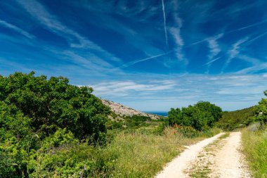 Aziz Vitus Dağı 'nın (Sveti Vid) tepesine yürüyüş yolu Pag adasının en yüksek zirvesi..