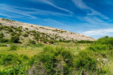Aziz Vitus Dağı 'nın (Sveti Vid) tepesine yürüyüş yolu Pag adasının en yüksek zirvesi..