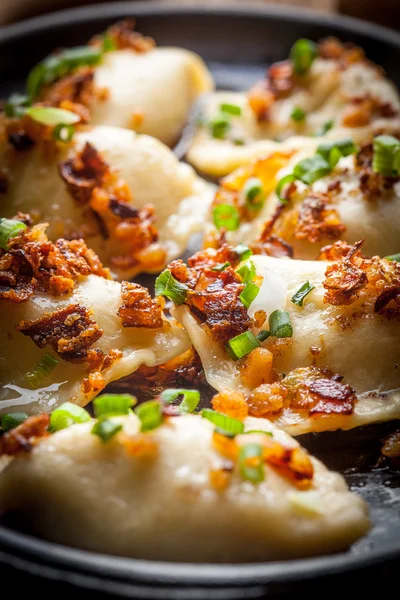 Dumplings with meat, onion and bacon. — Stock Photo, Image