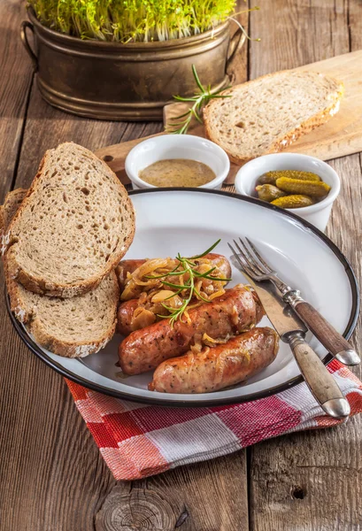 Grilled sausage on a plate. — Stock Photo, Image