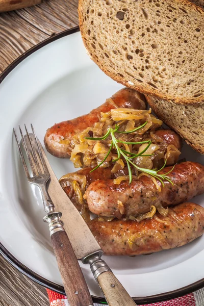 Grilled sausage on a plate. — Stock Photo, Image