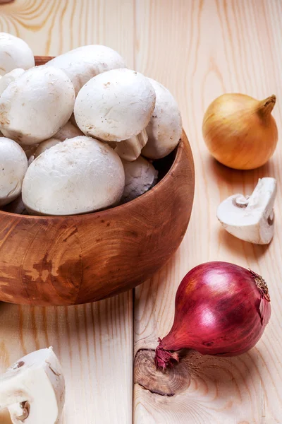 Fresh white mushrooms. — Stock Photo, Image