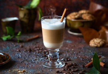 Coffee latte in a tall glass  clipart