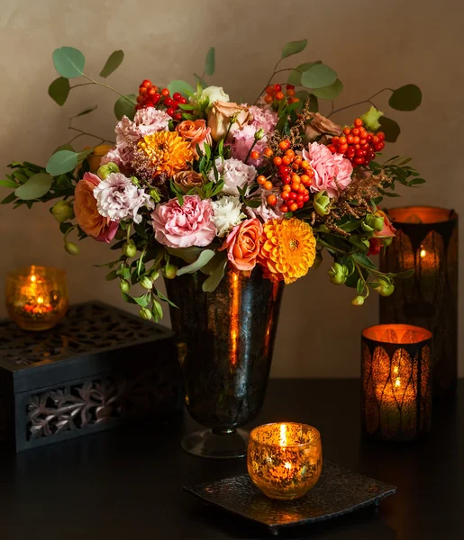 Autumn still life with flowers — Stock Photo, Image