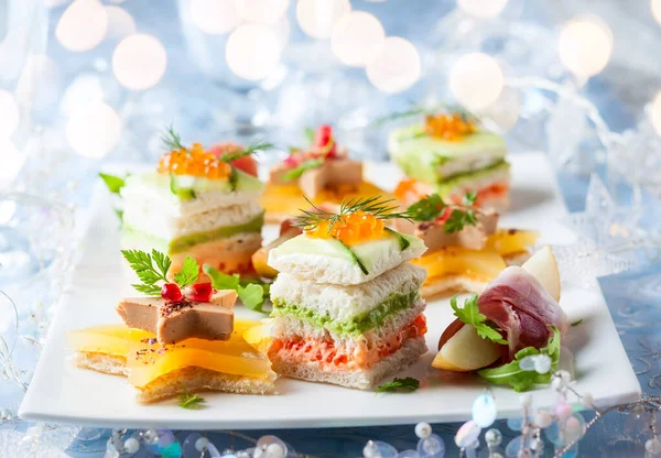 Assortment Festive Appetizers Plate — Stock Photo, Image